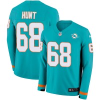 Nike Miami Dolphins #68 Robert Hunt Aqua Green Team Color Youth Stitched NFL Limited Therma Long Sleeve Jersey