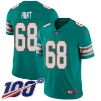 Nike Miami Dolphins #68 Robert Hunt Aqua Green Alternate Youth Stitched NFL 100th Season Vapor Untouchable Limited Jersey