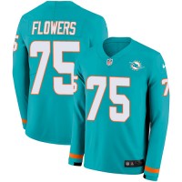 Nike Miami Dolphins #75 Ereck Flowers Aqua Green Team Color Youth Stitched NFL Limited Therma Long Sleeve Jersey