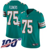 Nike Miami Dolphins #75 Ereck Flowers Aqua Green Alternate Youth Stitched NFL 100th Season Vapor Untouchable Limited Jersey