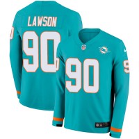 Nike Miami Dolphins #90 Shaq Lawson Aqua Green Team Color Youth Stitched NFL Limited Therma Long Sleeve Jersey