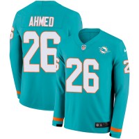 Nike Miami Dolphins #26 Salvon Ahmed Aqua Green Team Color Youth Stitched NFL Limited Therma Long Sleeve Jersey