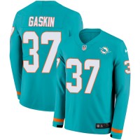 Nike Miami Dolphins #37 Myles Gaskin Aqua Green Team Color Youth Stitched NFL Limited Therma Long Sleeve Jersey