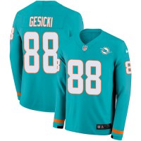 Nike Miami Dolphins #88 Mike Gesicki Aqua Green Team Color Youth Stitched NFL Limited Therma Long Sleeve Jersey