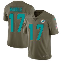 Nike Miami Dolphins #17 Jaylen Waddle Olive Youth Stitched NFL Limited 2017 Salute To Service Jersey