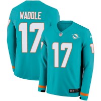 Nike Miami Dolphins #17 Jaylen Waddle Aqua Green Team Color Youth Stitched NFL Limited Therma Long Sleeve Jersey