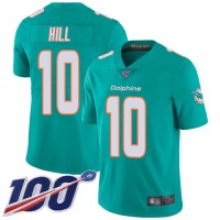 Nike Miami Dolphins #10 Tyreek Hill Aqua Green Team Color Youth Stitched NFL 100th Season Vapor Untouchable Limited Jersey