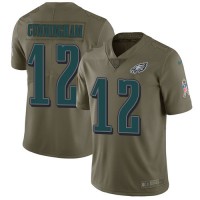 Nike Philadelphia Eagles #12 Randall Cunningham Olive Youth Stitched NFL Limited 2017 Salute to Service Jersey