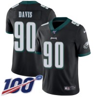Nike Philadelphia Eagles #90 Jordan Davis Black Alternate Youth Stitched NFL 100th Season Vapor Untouchable Limited Jersey
