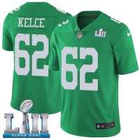 Nike Philadelphia Eagles #62 Jason Kelce Green Super Bowl LII Youth Stitched NFL Limited Rush Jersey