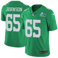 Nike Philadelphia Eagles #65 Lane Johnson Green Super Bowl LVII Patch Youth Stitched NFL Limited Rush Jersey