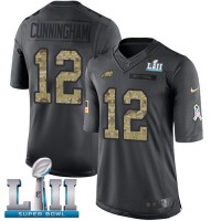 Nike Philadelphia Eagles #12 Randall Cunningham Black Super Bowl LII Youth Stitched NFL Limited 2016 Salute to Service Jersey