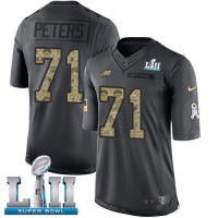 Nike Philadelphia Eagles #71 Jason Peters Black Super Bowl LII Youth Stitched NFL Limited 2016 Salute to Service Jersey
