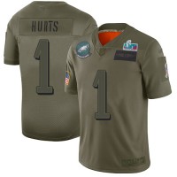 Nike Philadelphia Eagles #1 Jalen Hurts Camo Super Bowl LVII Patch Youth Stitched NFL Limited 2019 Salute To Service Jersey