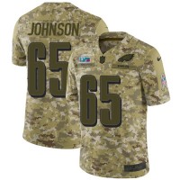 Nike Philadelphia Eagles #65 Lane Johnson Camo Super Bowl LVII Patch Youth Stitched NFL Limited 2018 Salute To Service Jersey