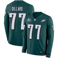 Nike Philadelphia Eagles #77 Andre Dillard Green Super Bowl LVII Patch Team Color Youth Stitched NFL Limited Therma Long Sleeve Jersey