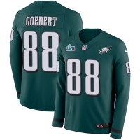 Nike Philadelphia Eagles #88 Dallas Goedert Green Super Bowl LVII Patch Team Color Youth Stitched NFL Limited Therma Long Sleeve Jersey