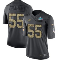 Nike Philadelphia Eagles #55 Brandon Graham Black Super Bowl LVII Patch Youth Stitched NFL Limited 2016 Salute to Service Jersey