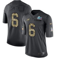 Nike Philadelphia Eagles #6 DeVonta Smith Black Super Bowl LVII Patch Youth Stitched NFL Limited 2016 Salute to Service Jersey