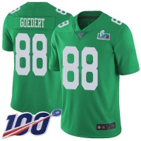 Nike Philadelphia Eagles #88 Dallas Goedert Green Super Bowl LVII Patch Youth Stitched NFL Limited Rush 100th Season Jersey