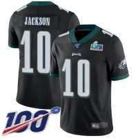Nike Philadelphia Eagles #10 DeSean Jackson Black Super Bowl LVII Patch Alternate Youth Stitched NFL 100th Season Vapor Limited Jersey