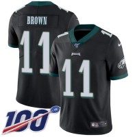 Nike Philadelphia Eagles #11 A.J. Brown Black Alternate Youth Stitched NFL 100th Season Vapor Untouchable Limited Jersey