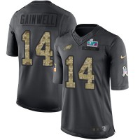 Nike Philadelphia Eagles #14 Kenneth Gainwell Black Super Bowl LVII Patch Youth Stitched NFL Limited 2016 Salute to Service Jersey