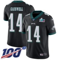 Nike Philadelphia Eagles #14 Kenneth Gainwell Black Alternate Super Bowl LVII Patch Youth Stitched NFL 100th Season Vapor Untouchable Limited Jersey