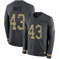 Nike Philadelphia Eagles #43 Kyzir White Anthracite Salute to Service Youth Stitched NFL Limited Therma Long Sleeve Jersey