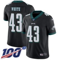 Nike Philadelphia Eagles #43 Kyzir White Black Alternate Youth Stitched NFL 100th Season Vapor Untouchable Limited Jersey