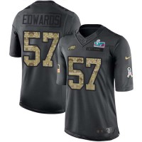 Nike Philadelphia Eagles #57 T. J. Edwards Black Super Bowl LVII Patch Youth Stitched NFL Limited 2016 Salute to Service Jersey