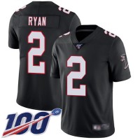 Nike Atlanta Falcons #2 Matt Ryan Black Alternate Youth Stitched NFL 100th Season Vapor Limited Jersey