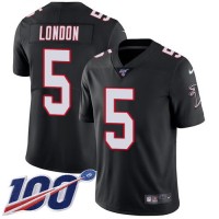 Nike Atlanta Falcons #5 Drake London Black Alternate Stitched Women's NFL 100th Season Vapor Untouchable Limited Jersey