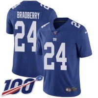 Nike New York Giants #24 James Bradberry Royal Blue Team Color Youth Stitched NFL 100th Season Vapor Untouchable Limited Jersey
