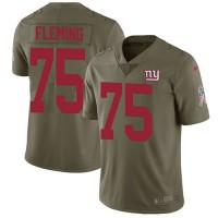 Nike New York Giants #75 Cameron Fleming Olive Youth Stitched NFL Limited 2017 Salute To Service Jersey