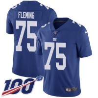Nike New York Giants #75 Cameron Fleming Royal Blue Team Color Youth Stitched NFL 100th Season Vapor Untouchable Limited Jersey