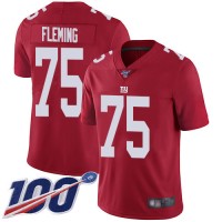 Nike New York Giants #75 Cameron Fleming Red Youth Stitched NFL Limited Inverted Legend 100th Season Jersey
