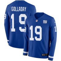 Nike New York Giants #19 Kenny Golladay Royal Blue Team Color Youth Stitched NFL Limited Therma Long Sleeve Jersey