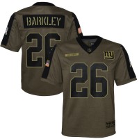 New York New York Giants #26 Saquon Barkley Olive Nike Youth 2021 Salute To Service Game Jersey