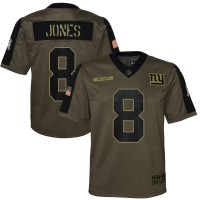 New York New York Giants #8 Daniel Jones Olive Nike Youth 2021 Salute To Service Game Jersey