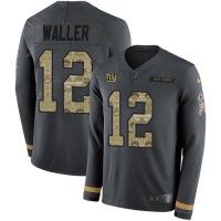 Nike New York Giants #12 Darren Waller Anthracite Salute to Service Youth Stitched NFL Limited Therma Long Sleeve Jersey