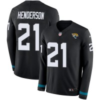 Nike Jacksonville Jaguars #21 C.J. Henderson Black Team Color Youth Stitched NFL Limited Therma Long Sleeve Jersey