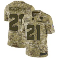 Nike Jacksonville Jaguars #21 C.J. Henderson Camo Youth Stitched NFL Limited 2018 Salute To Service Jersey