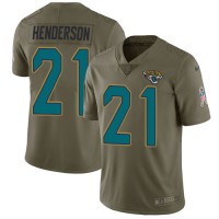 Nike Jacksonville Jaguars #21 C.J. Henderson Olive Youth Stitched NFL Limited 2017 Salute To Service Jersey