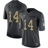 Nike Jacksonville Jaguars #14 Justin Blackmon Black Youth Stitched NFL Limited 2016 Salute to Service Jersey