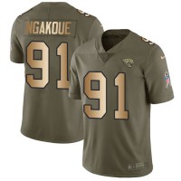 Nike Jacksonville Jaguars #91 Yannick Ngakoue Olive/Gold Youth Stitched NFL Limited 2017 Salute to Service Jersey