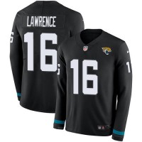 Nike Jacksonville Jaguars #16 Trevor Lawrence Black Team Color Youth Stitched NFL Limited Therma Long Sleeve Jersey