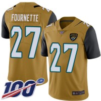 Nike Jacksonville Jaguars #27 Leonard Fournette Gold Youth Stitched NFL Limited Rush 100th Season Jersey