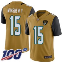 Nike Jacksonville Jaguars #15 Gardner Minshew II Gold Youth Stitched NFL Limited Rush 100th Season Jersey