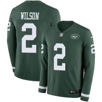 Nike New York Jets #2 Zach Wilson Green Team Color Youth Stitched NFL Limited Therma Long Sleeve Jersey